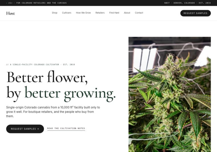Høst Cannabis Co. website