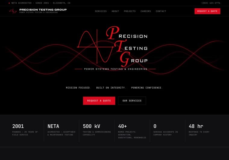 Precision Testing Group website