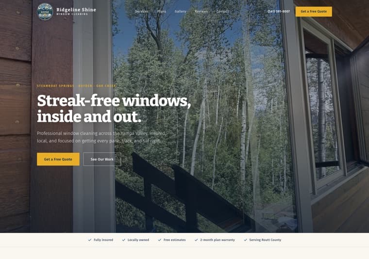 Ridgeline Shine website